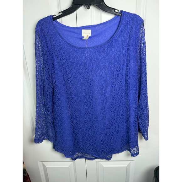 Chico's Tops - Chico's BlueLace Blouse Size L